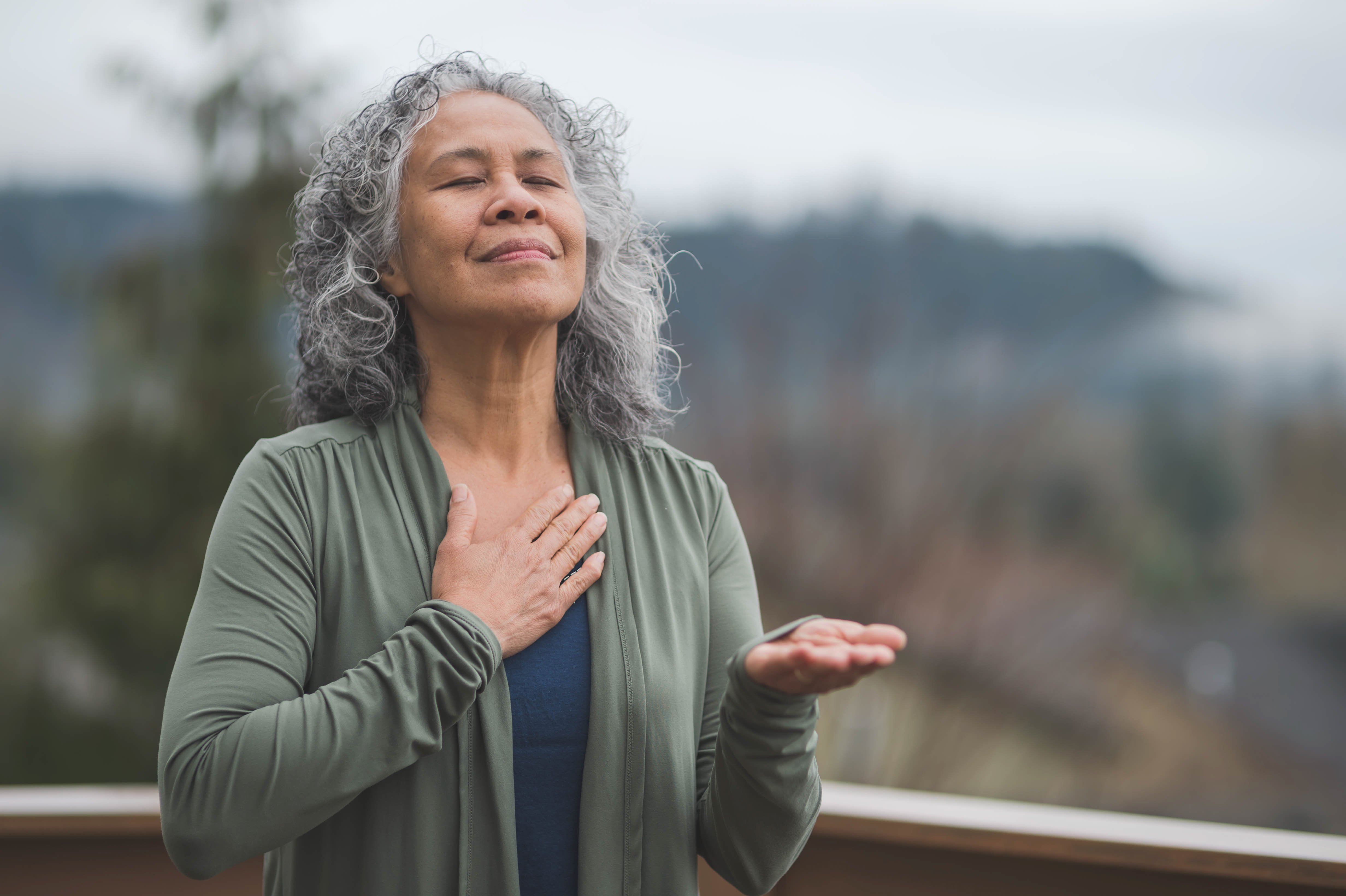 a woman experiencing a peaceful moment